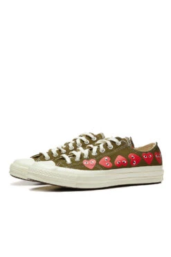 COMME Des GARÇONS Play Converse Multi Heart Low 'Olive' -Rooted Store 162976C 2