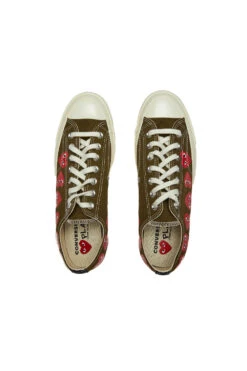 COMME Des GARÇONS Play Converse Multi Heart Low 'Olive' -Rooted Store 162976C 3