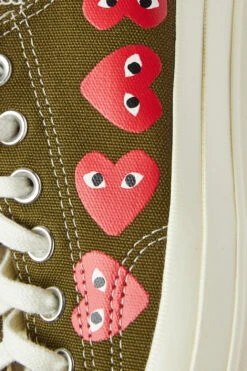 COMME Des GARÇONS Play Converse Multi Heart Low 'Olive' -Rooted Store 162976C 4