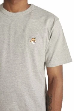 Maison Kitsune Mens Fox Head Patch Classic Tee 'Grey' -Rooted Store BUY AM00103KJ0008 H150 ROOTED NASHVILLE 4