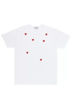 Comme Des Garcons Multi Red Heart Tee 'White'