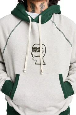 Brain Dead Fleece Logo Head Raglan Hoodie 'Oatmeal Green' -Rooted Store BUY BDP24T09003760GR01 ROOTED NASHVILLE 4