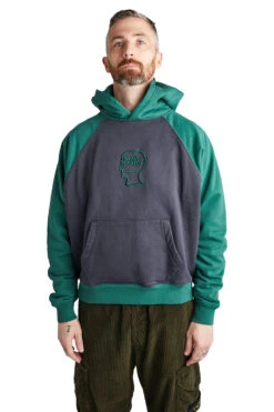 Brain Dead Pigment Wash Logo Head Raglan Hoodie 'Navy'