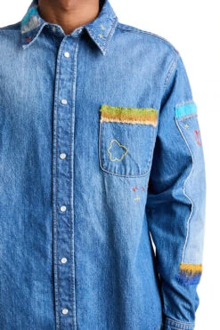 Marni Denim Patchwork Shirt 'Iris Blue' -Rooted Store BUY CUJU0015L4 USCW23 SDB50 ROOTED NASHVILLE 4