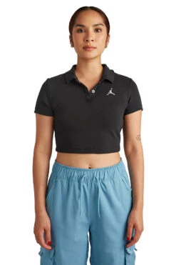 Jordan Women's Cropped Ribbed Polo 'Black