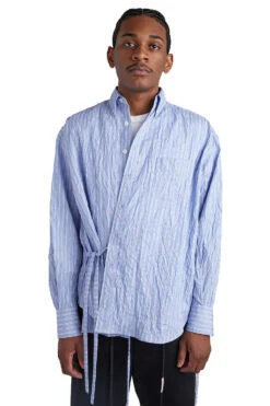 John Elliott Crinkled Kimono Shirt 'Broker Stripe'