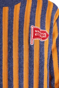 Maison Kitsune Striped Comfort Sweater 'Ink Blue/Mustard Stripes' -Rooted Store BUY LM00802KT1086 ROOTED NASHVILLE 4