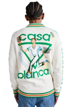 Casablanca Le Jeu Intarsia Knit Jacket 'White' -Rooted Store BUY MPS24 KW 588 01 ROOTED NASHVILLE 3