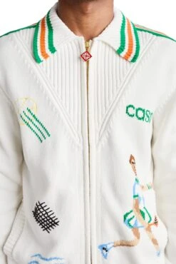 Casablanca Le Jeu Intarsia Knit Jacket 'White' -Rooted Store BUY MPS24 KW 588 01 ROOTED NASHVILLE 4