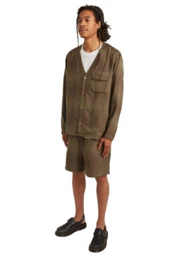 Needles Mens V-Neck R/N Wave Stripe Shirt 'Brown' -Rooted Store BUY MR146 ROOTED NASHVILLE 2