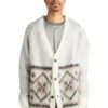 Martine Rose Brushed Mohair Fair Isle Cardigan 'Ivory/Oat/Chocolate' -Rooted Store BUY MRAW23 931 NASHVILLE 1