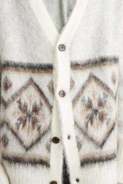 Martine Rose Brushed Mohair Fair Isle Cardigan 'Ivory/Oat/Chocolate' -Rooted Store BUY MRAW23 931 NASHVILLE 4