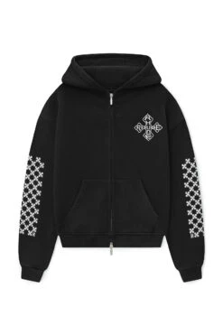 Rhude Cross Logo Zip-Up Hoodie 'Black'