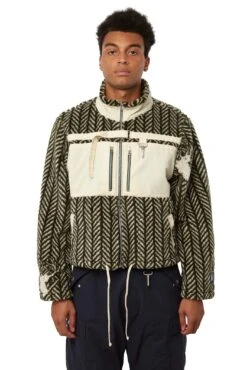 Reese Cooper Mens Herringbone Print Sherpa Fleece