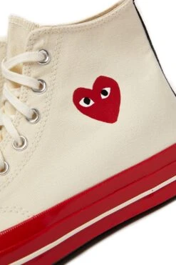 Comme Des Garcons PLAY X Converse Chuck 70 High Shoes Egret/Red -Rooted Store buy A01794C 4 rooted nashville